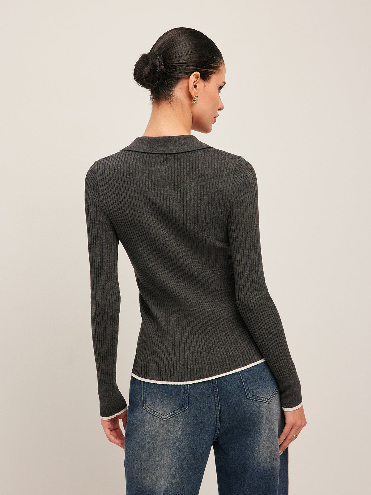 Ribbed Button-Front Cropped Cardigan