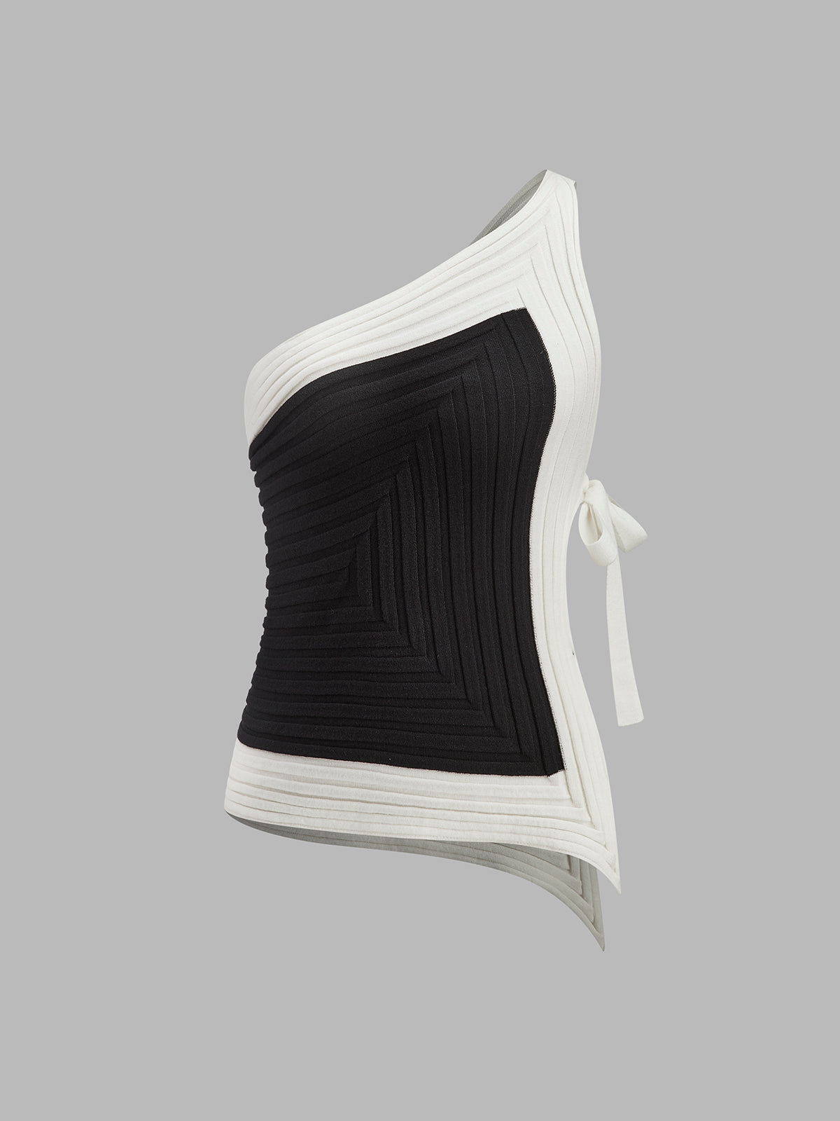 Asymmetrical Ribbed Side Tie Top