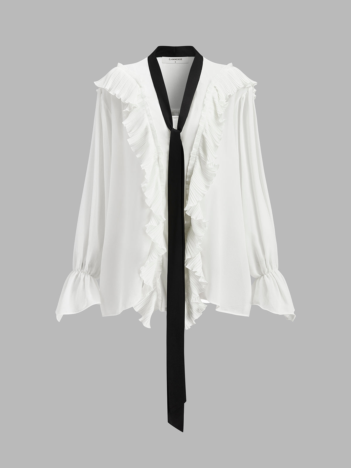 Ruffled Detail Blouse With Contrasting Tie