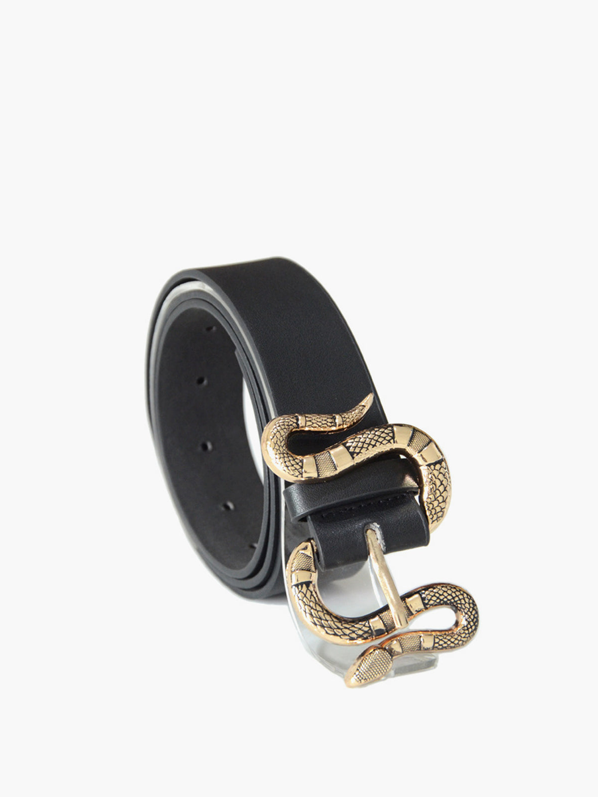 Snake Buckle Leather Belt