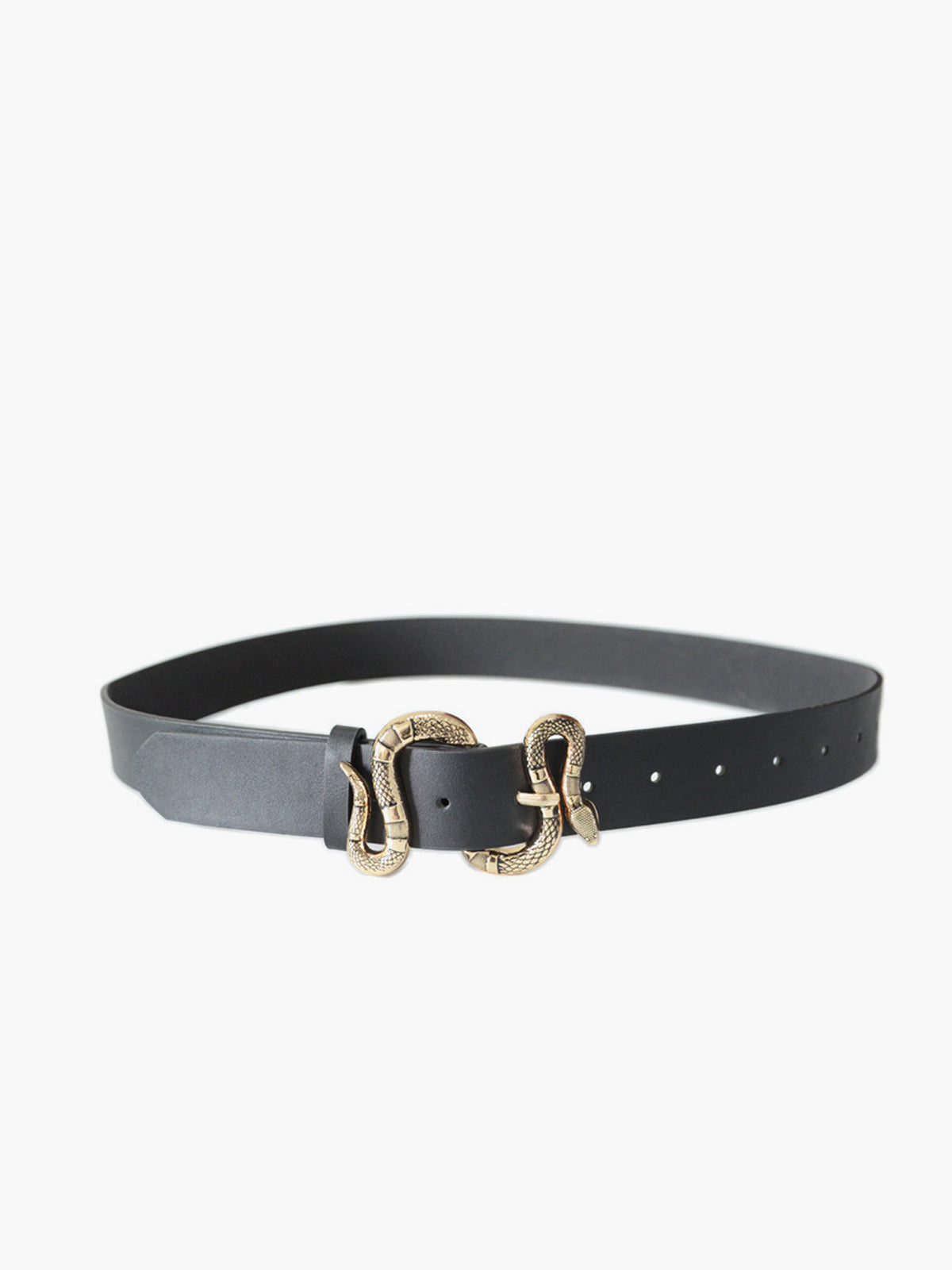 Snake Buckle Leather Belt