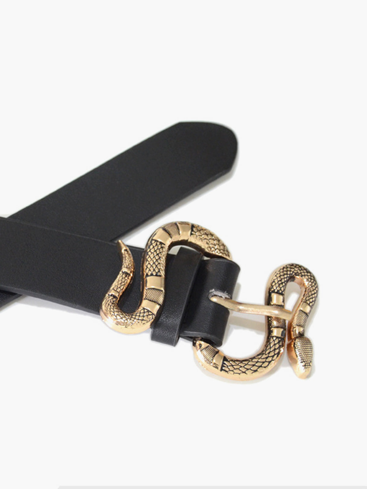 Snake Buckle Leather Belt