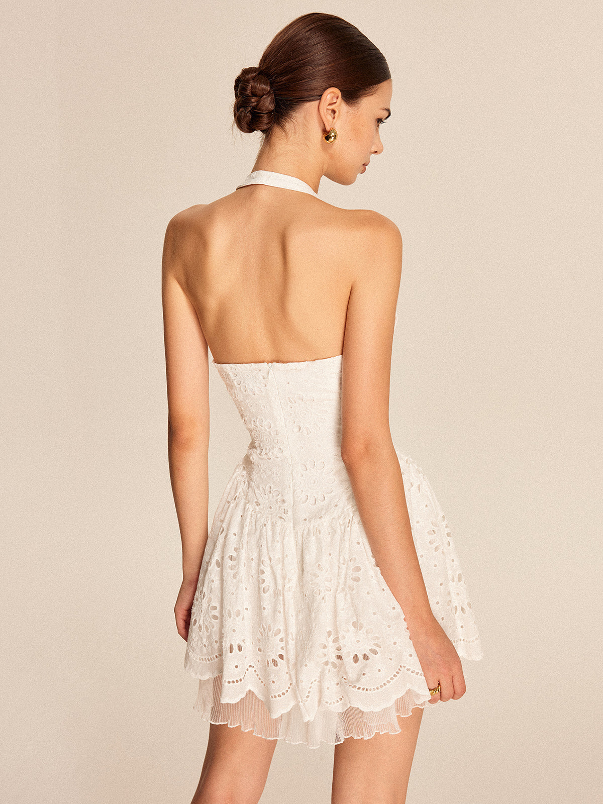 Cotton Embroidered Halter Dress