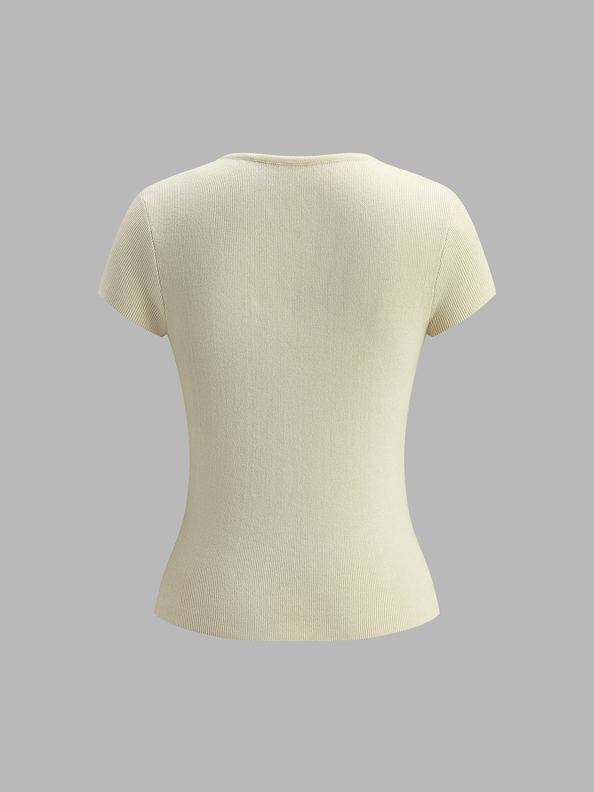 Button-Detail Ribbed Knit Top