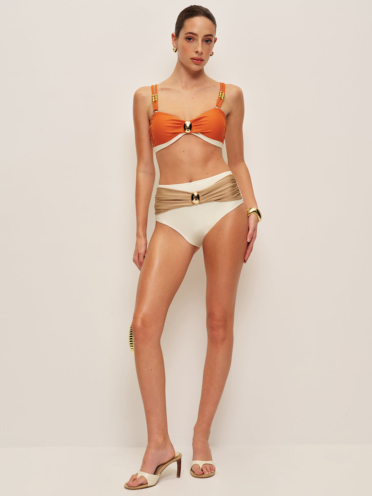 Color Block Belted Bikini Set