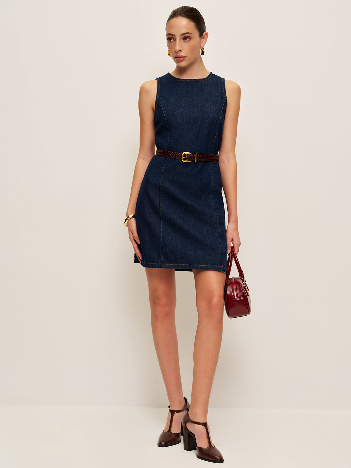 Denim Shift Dress Without Belt