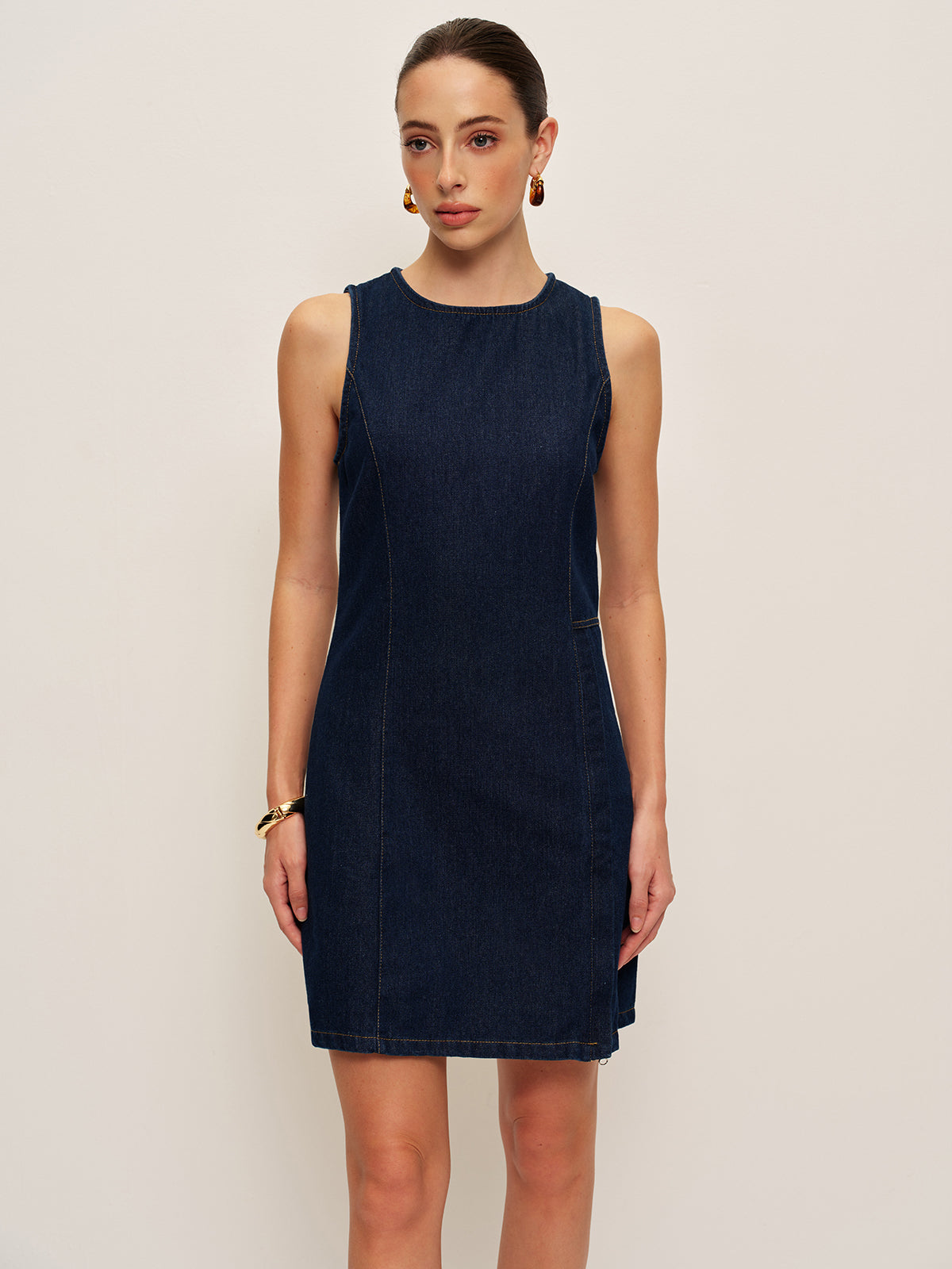 Denim Shift Dress Without Belt