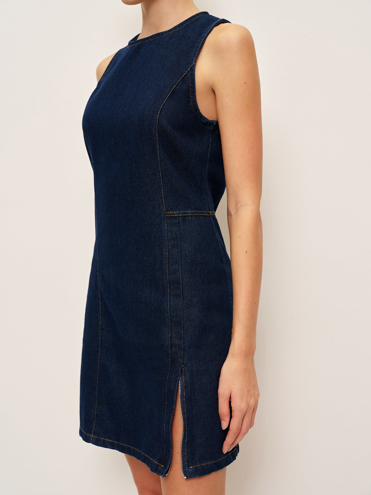 Denim Shift Dress Without Belt