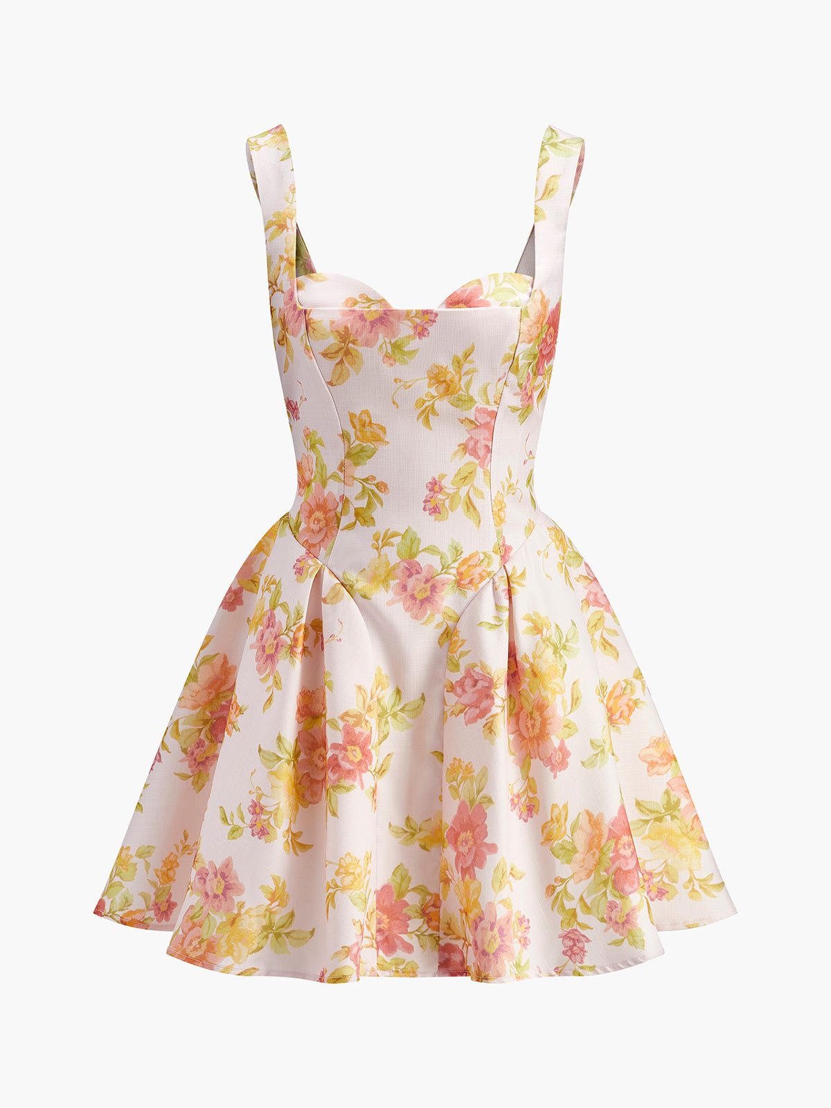 Floral Print Sweetheart Sleeveless Dress