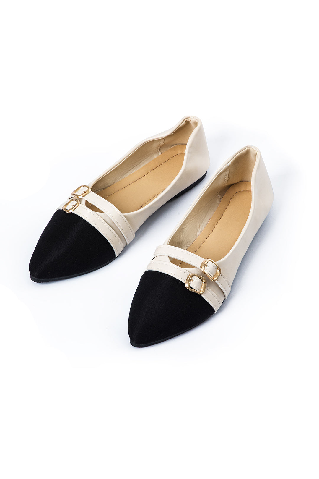 Faux Leather Metallic Patchwork Pointed Flats