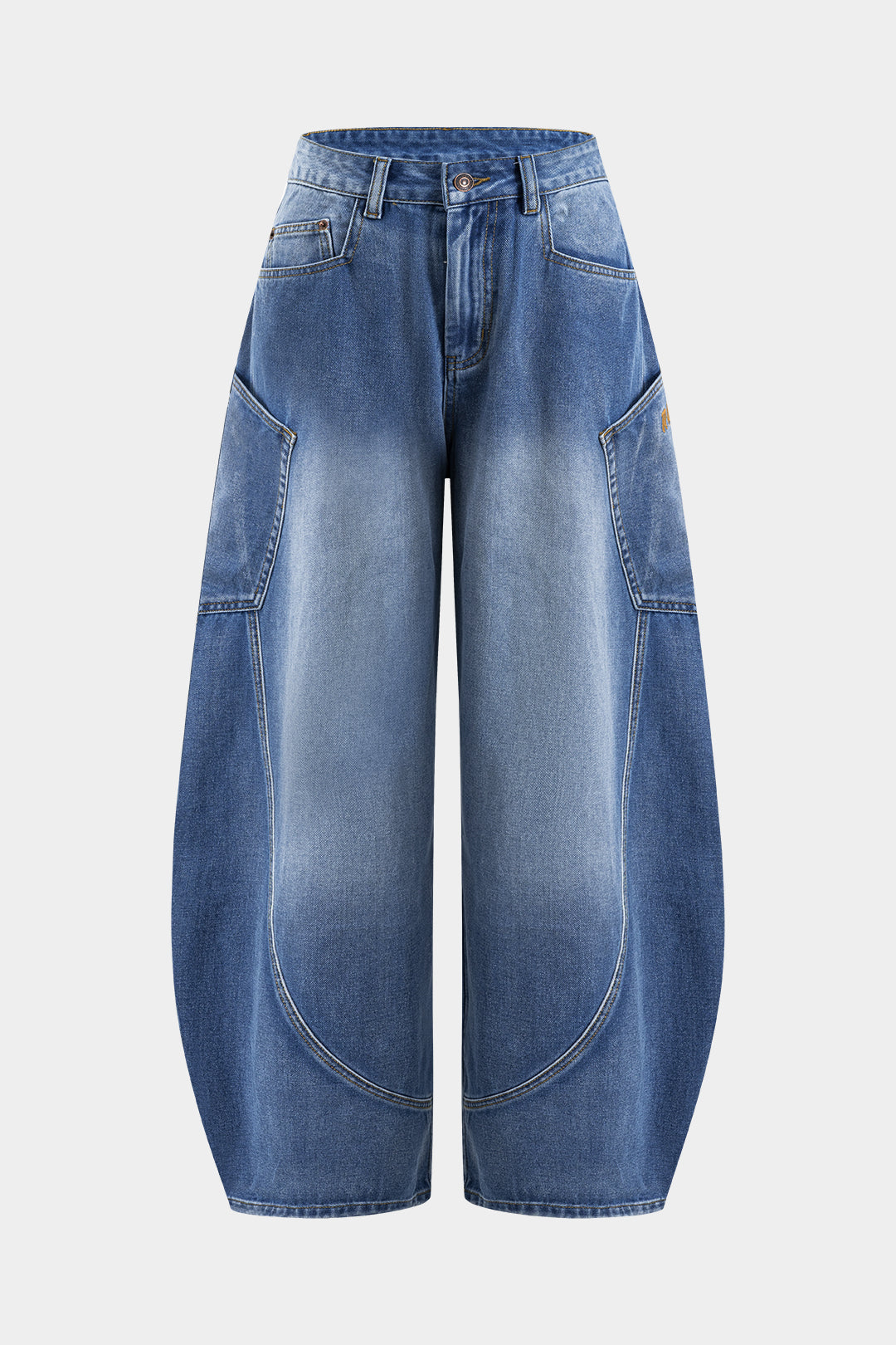 Washed Wide Leg Barrel Jeans