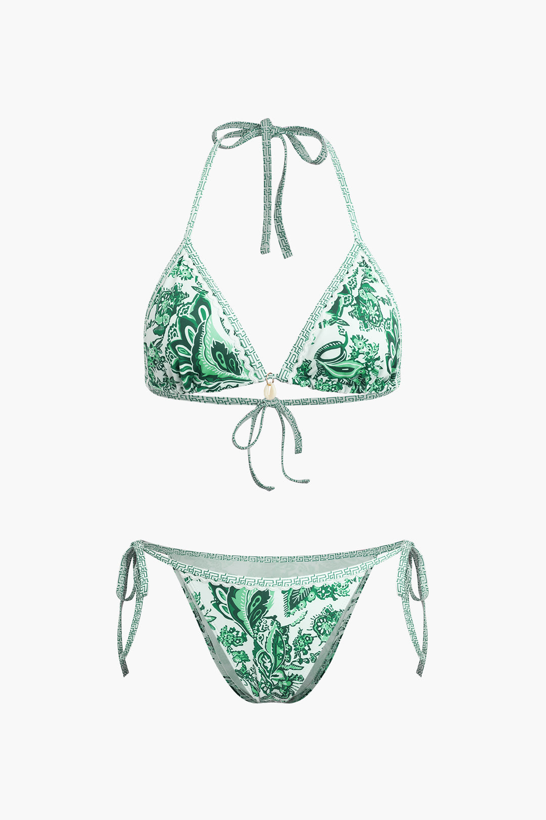 Retro Print Halter Bikini Set