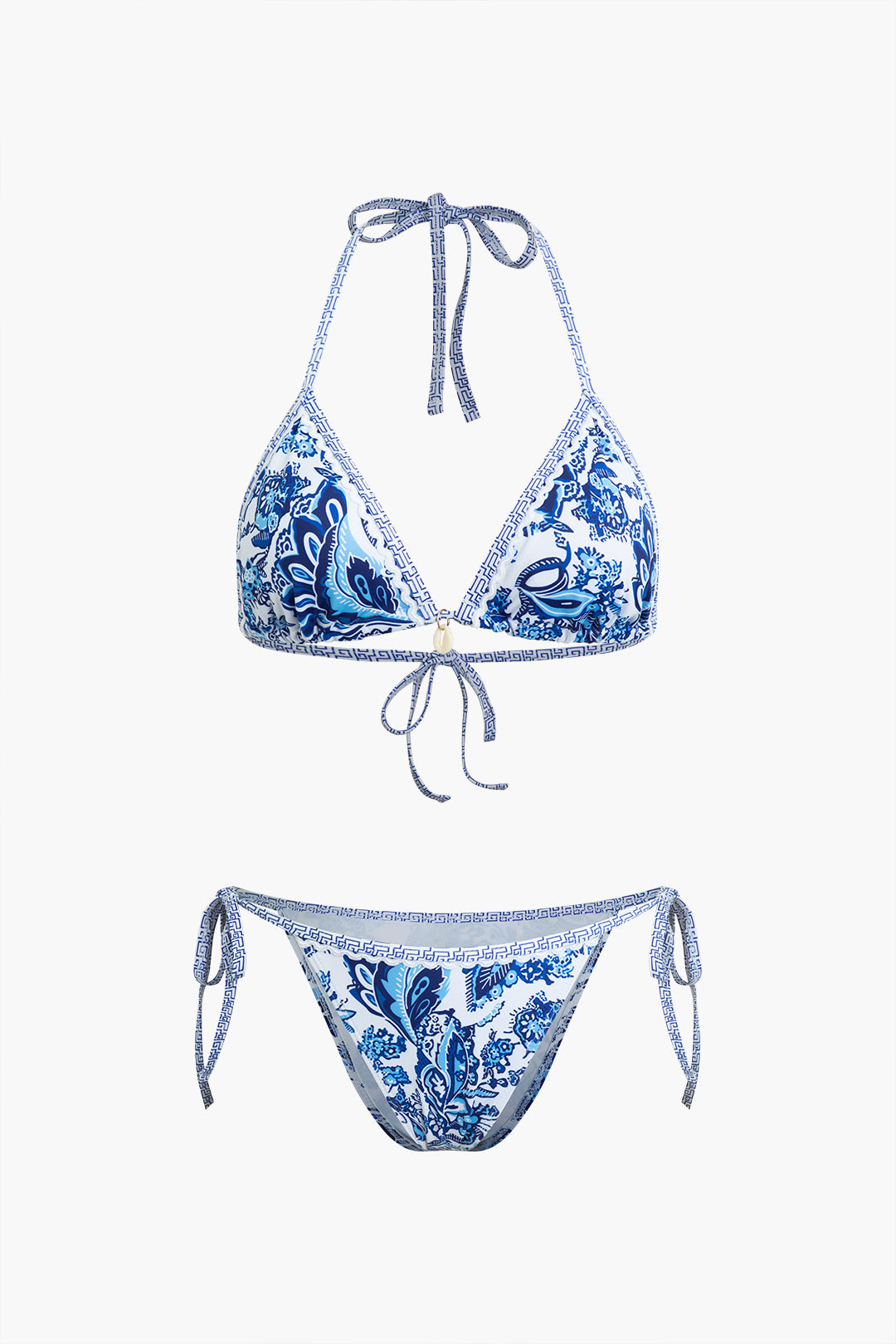 Retro Print Halter Bikini Set