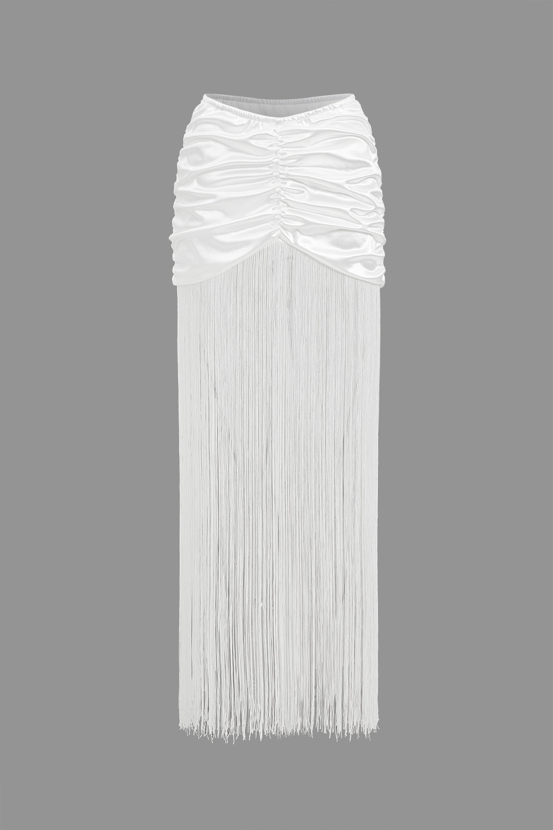 Sleeveless Bodysuit And Ruched Fringe Skirt Set