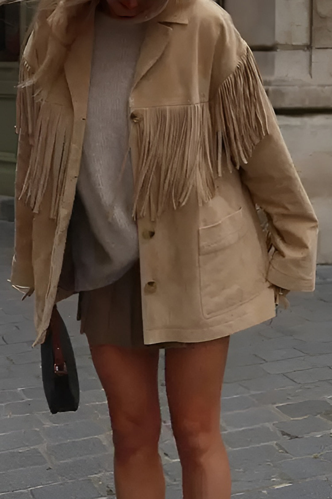 Faux Leather Fringe Jacket