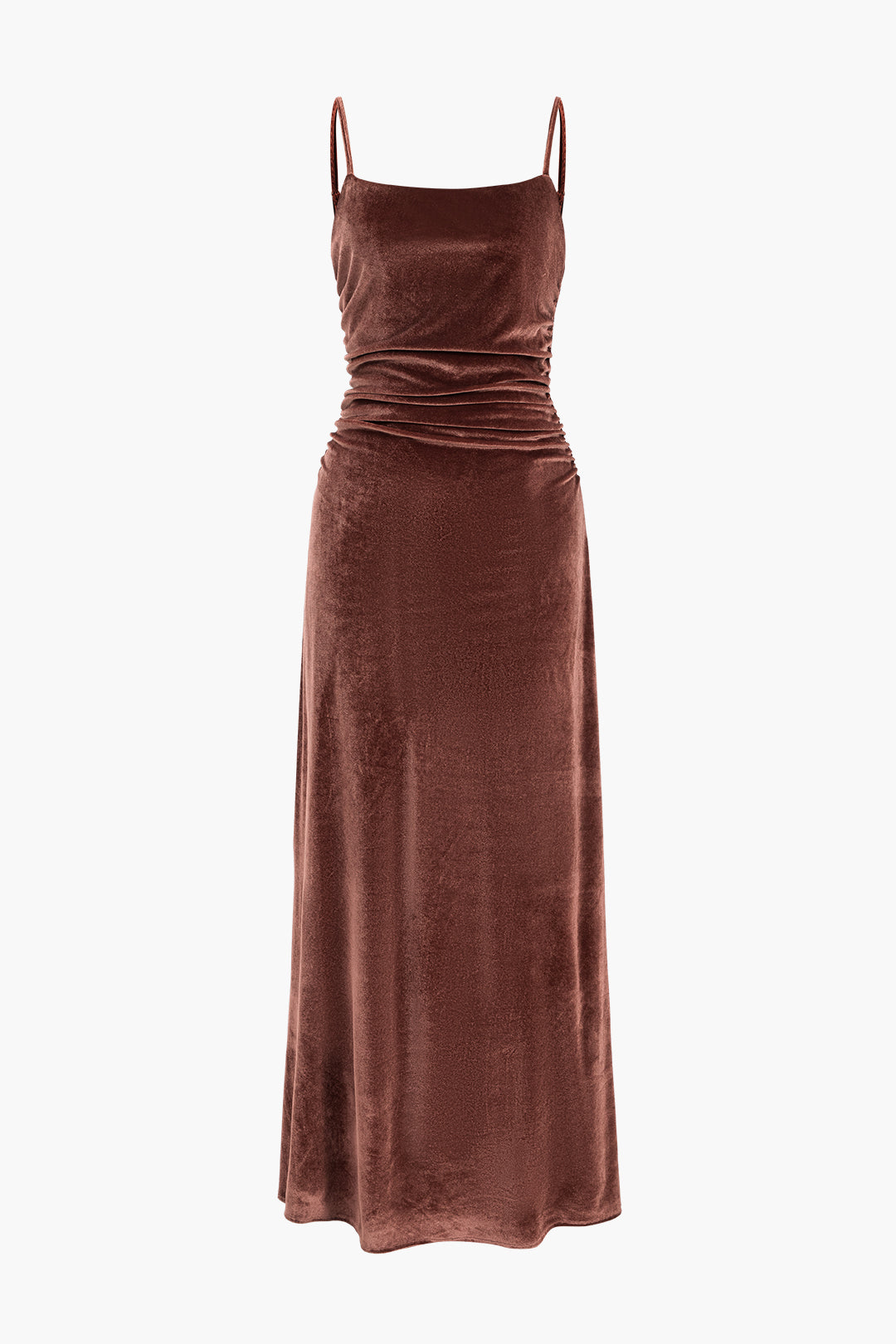 Velvet Ruched Slip Maxi Dress