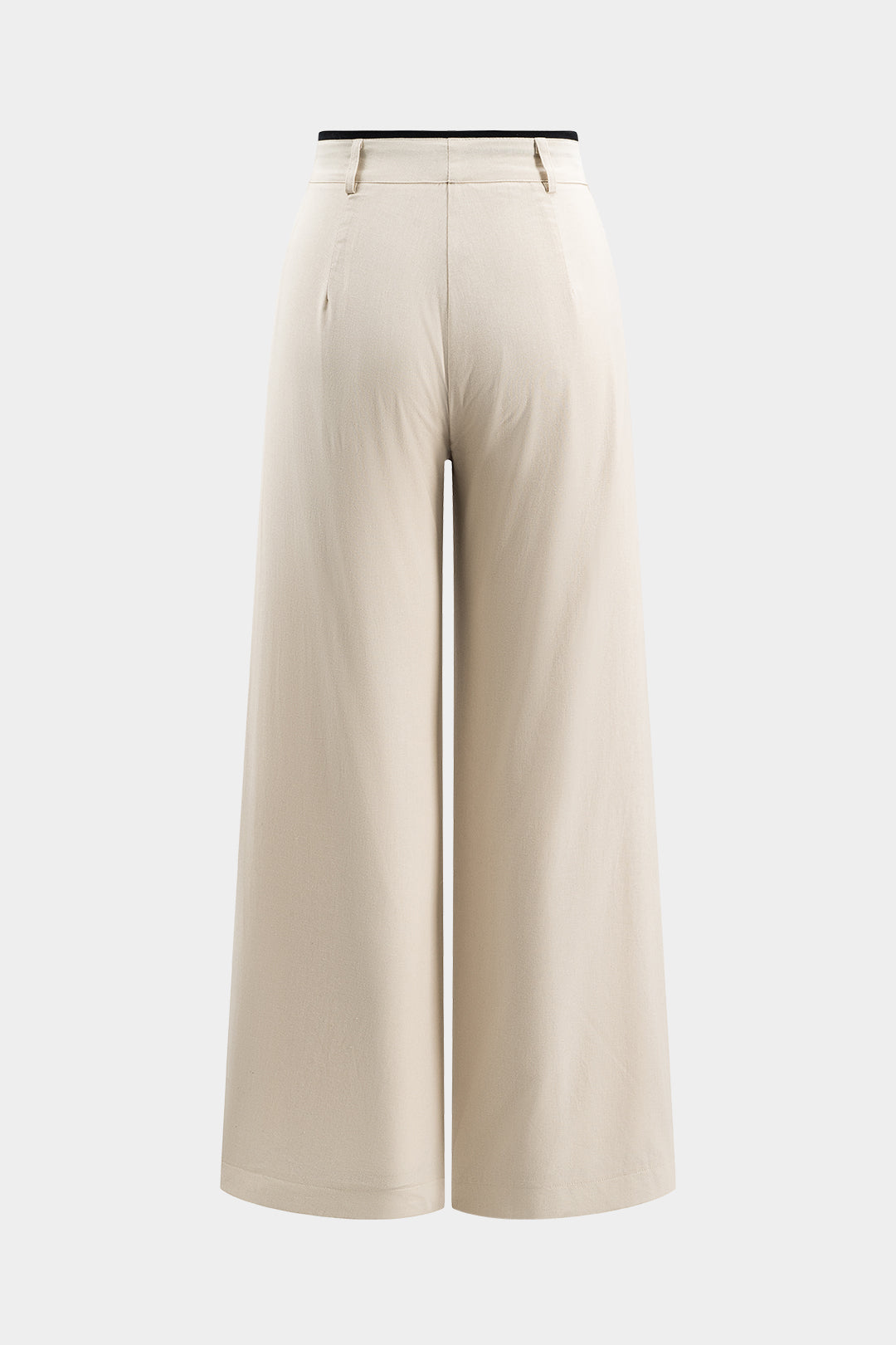 Contrast Crossed Button Tank Top And Pleated Wide Leg Trousers Set