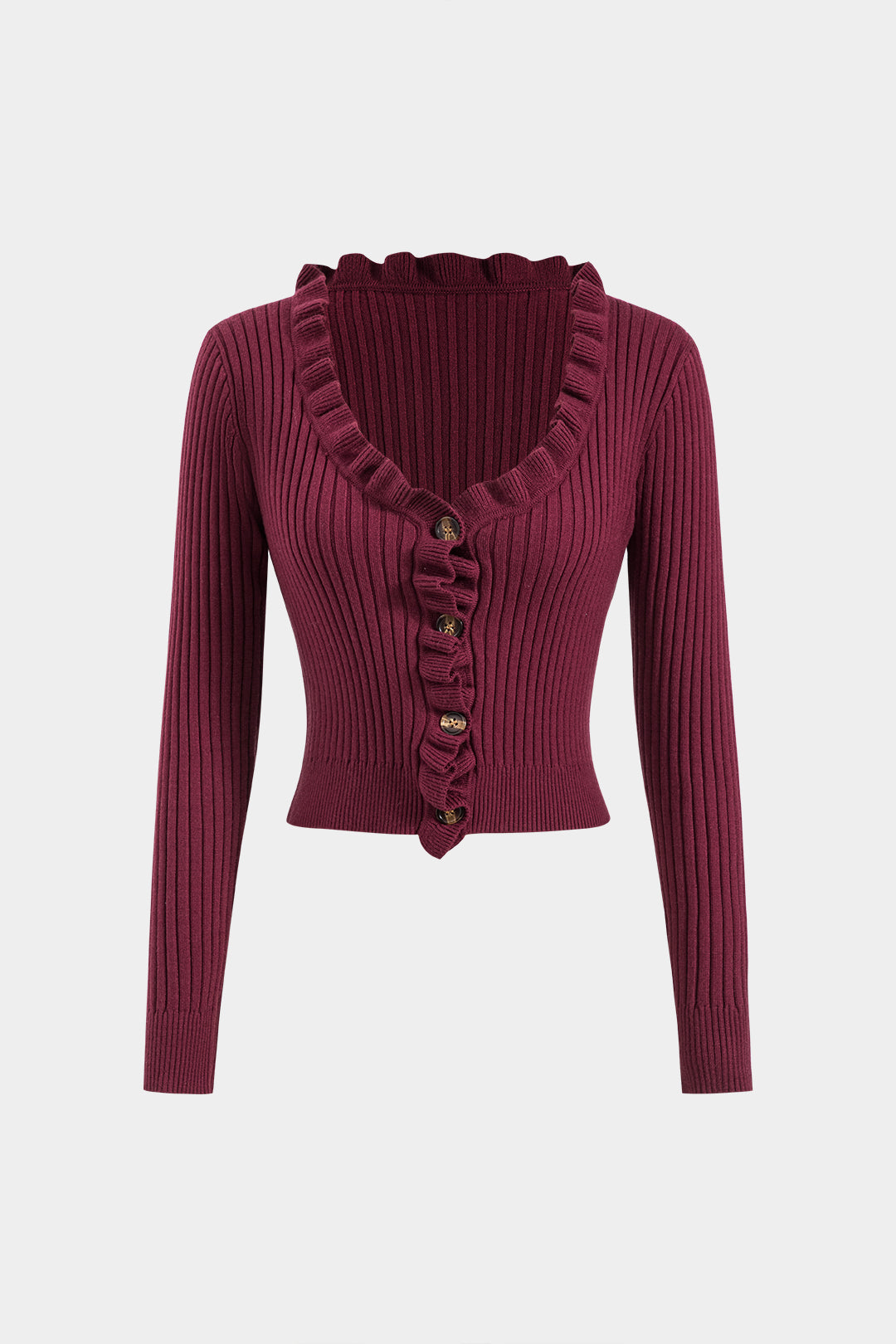 Knitted Button Long-Sleeve Top