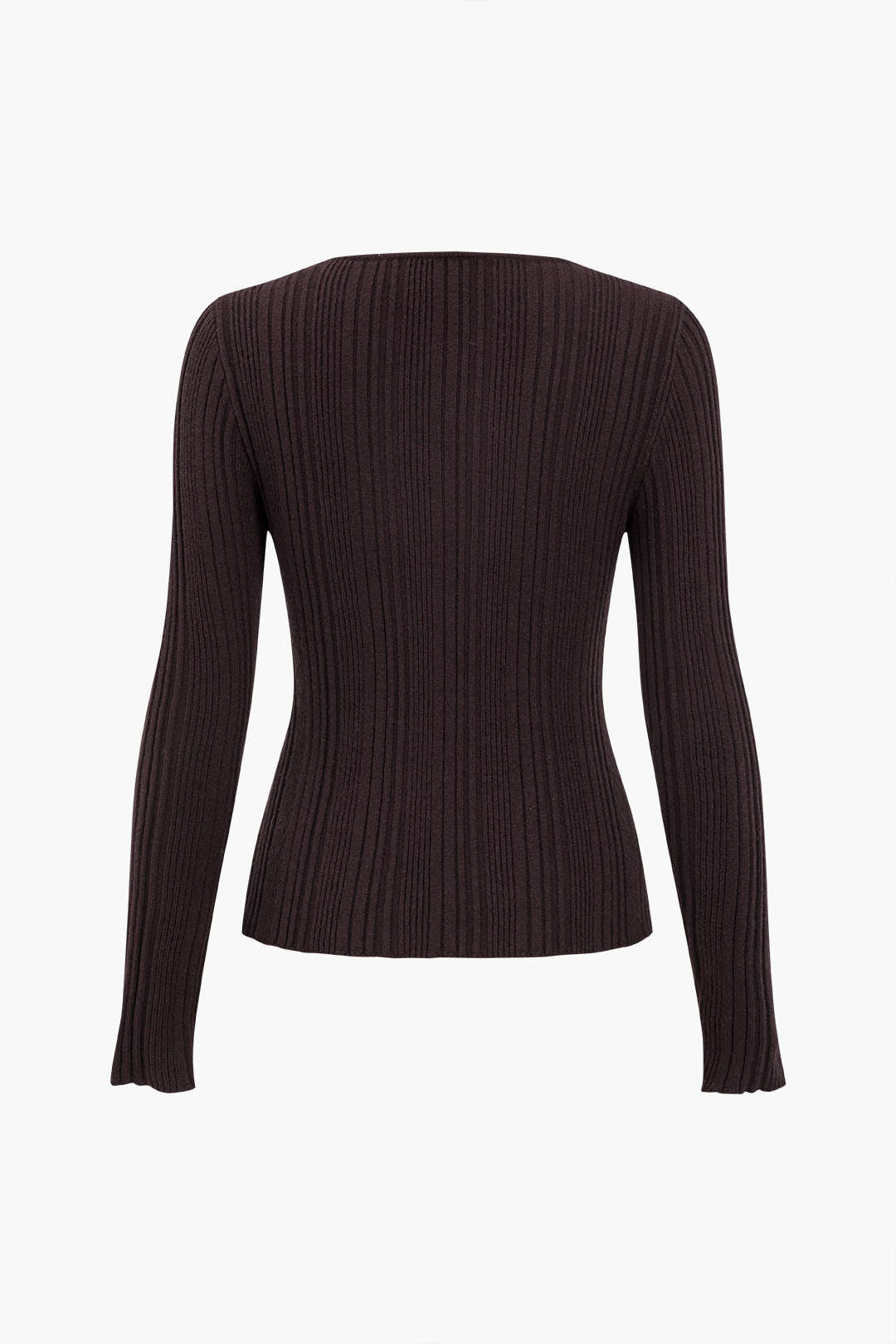 Solid Knit Button Long-Sleeve Top