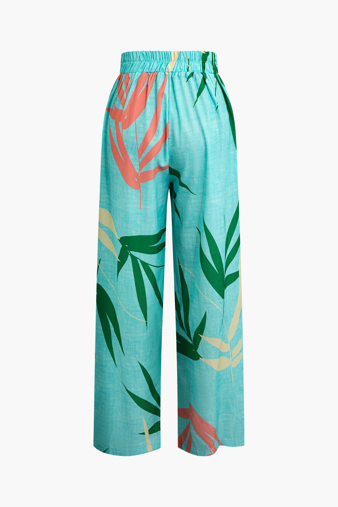 Bamboo Leaf Print Knot Cami Top And Pants Set