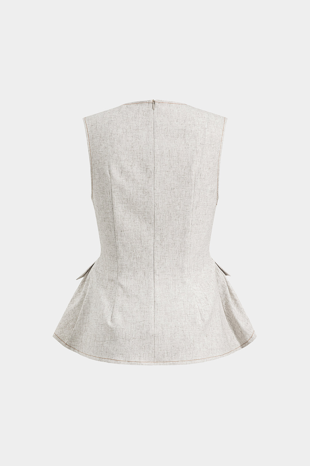 Linen Ruched Fake Pocket Tank Top