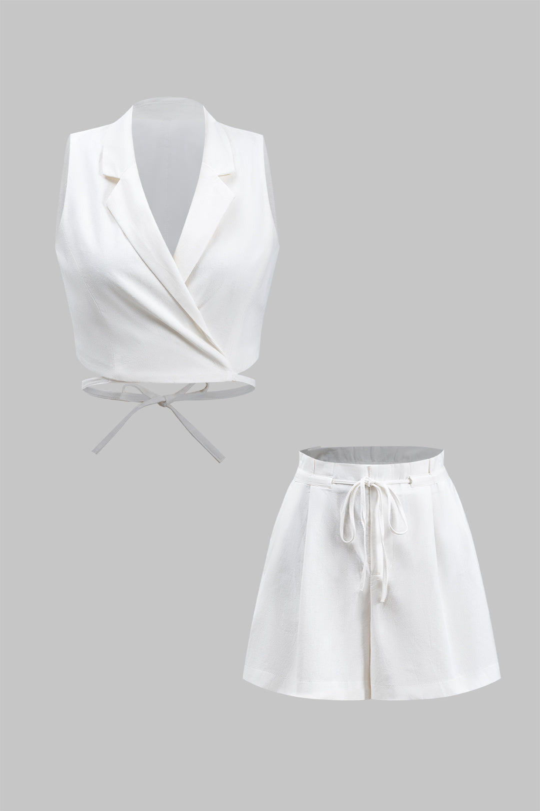 Linen Pleated Tie Front Shorts