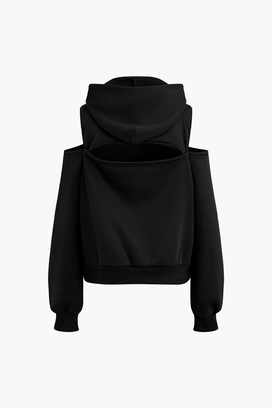 Solid Hooded Cut Out Sweatshirt And Elastic Pants Set