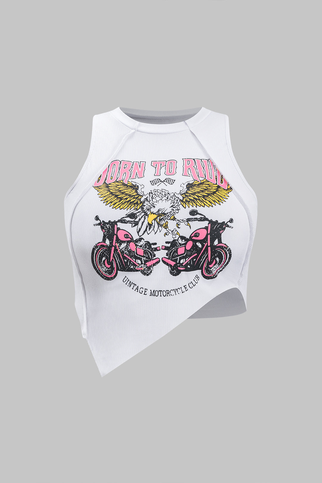 Plus Size Motorcycle Pattern Asymmetrical Tank Top