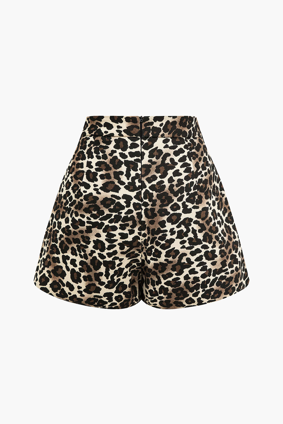 Leopard Print Denim Zippper High Waist Shorts