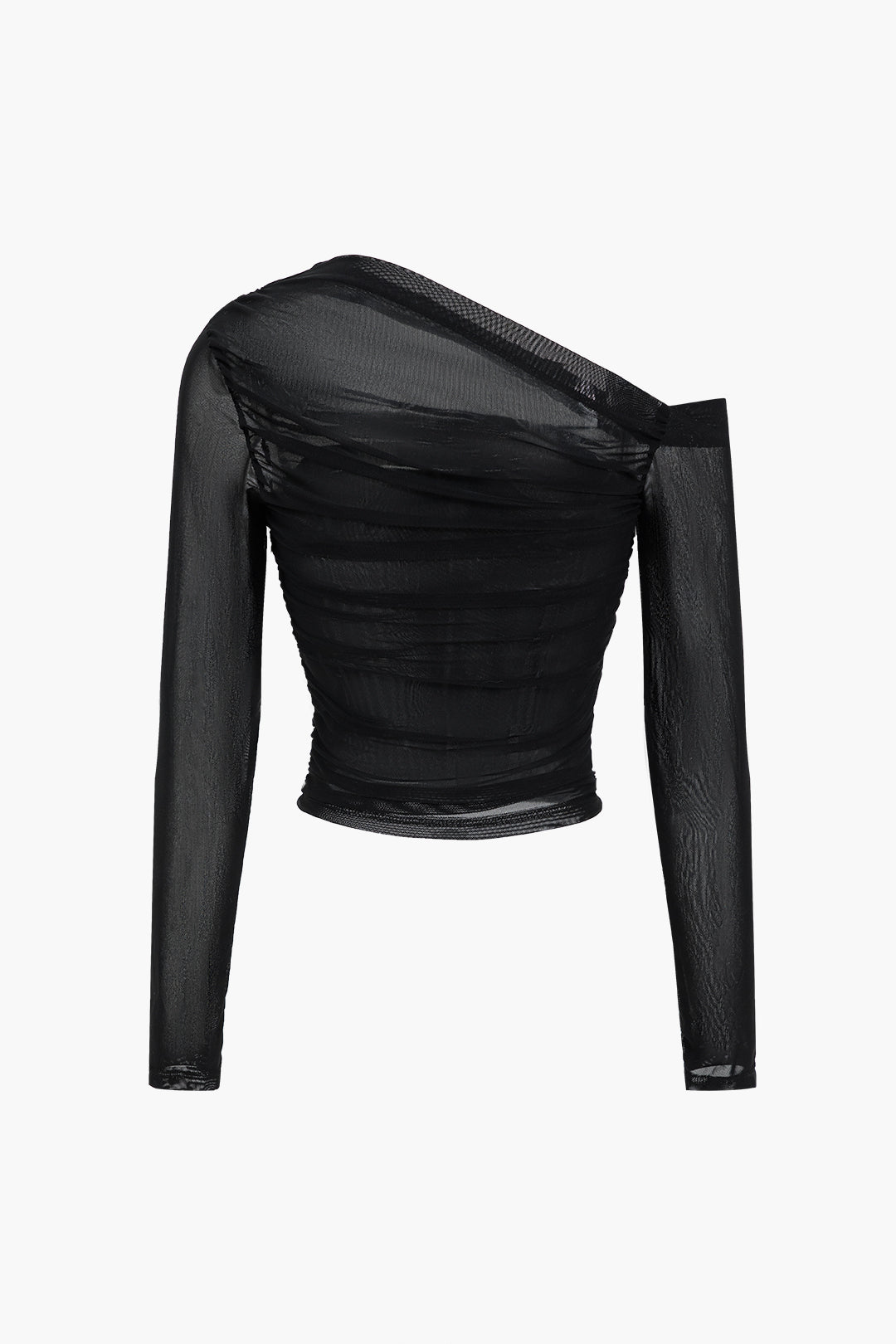 Mesh Asymmetrical Long-Sleeve Top