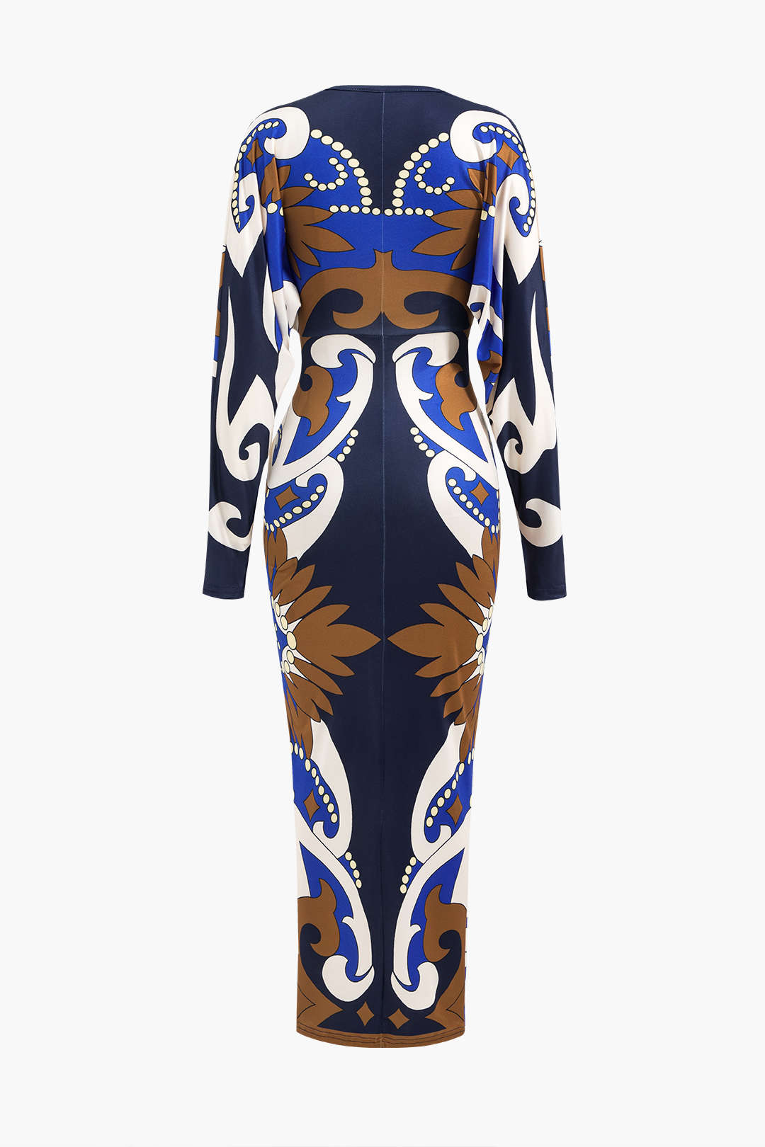 Geometric Print V-Neck Maxi Dress