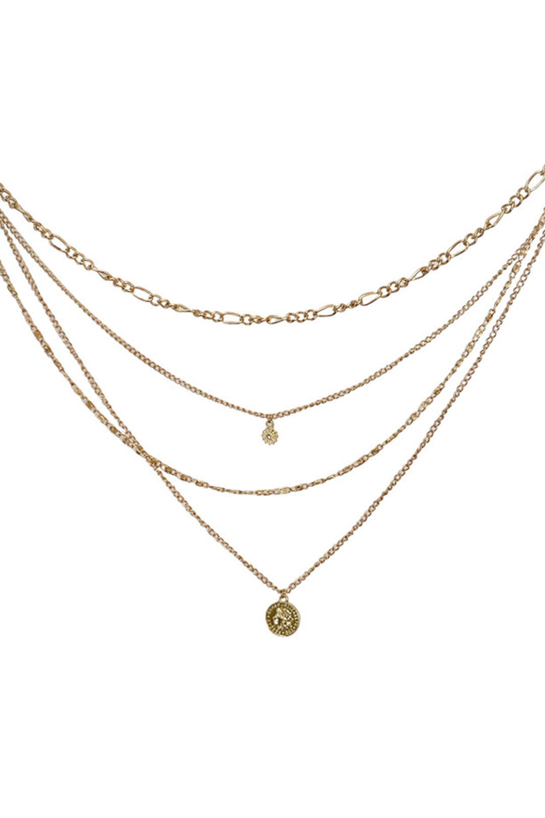 Multi-Layer Chain Coin Pendant Necklace