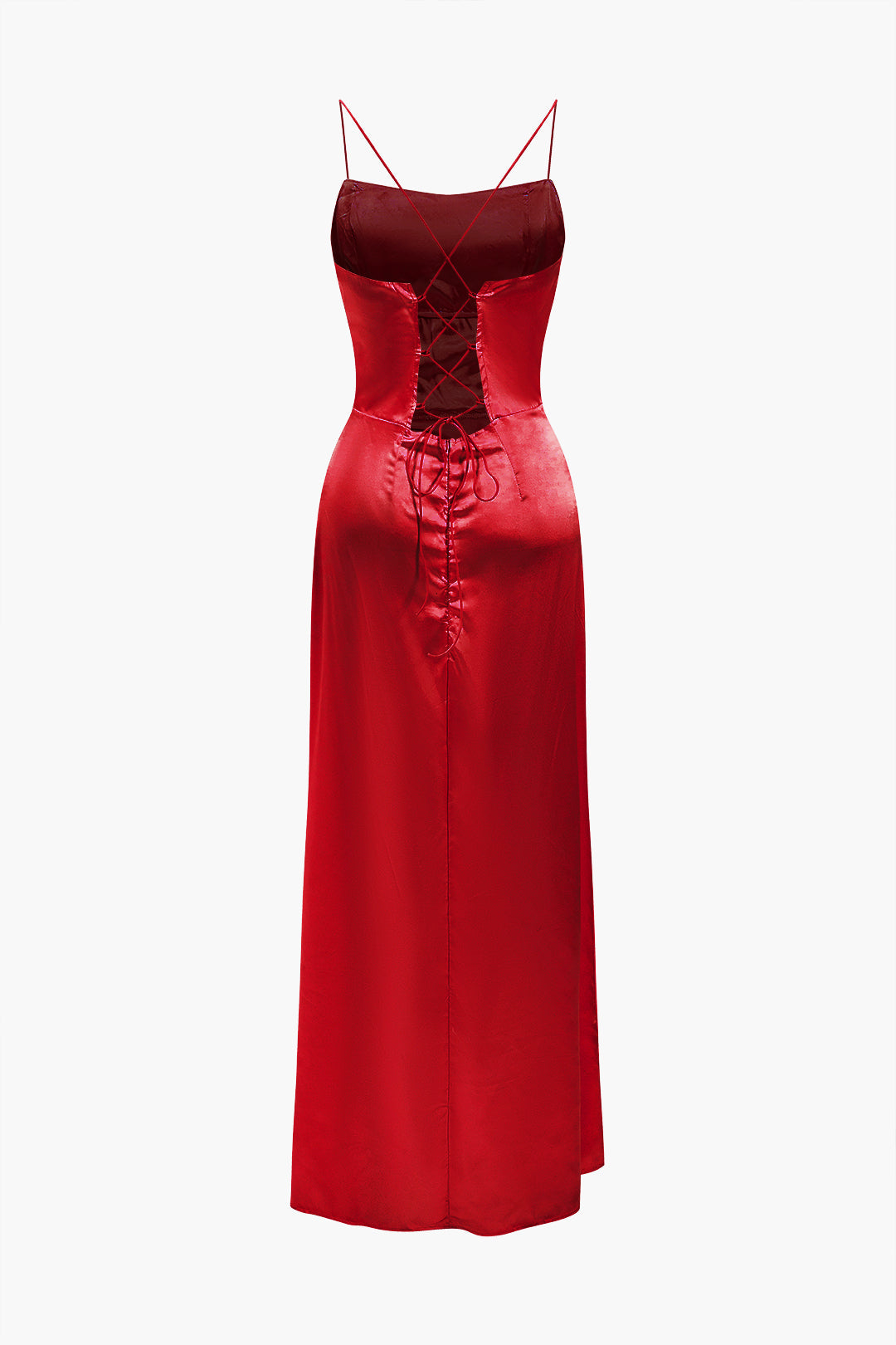 Corset Cowl Neck High Slit Maxi Dress