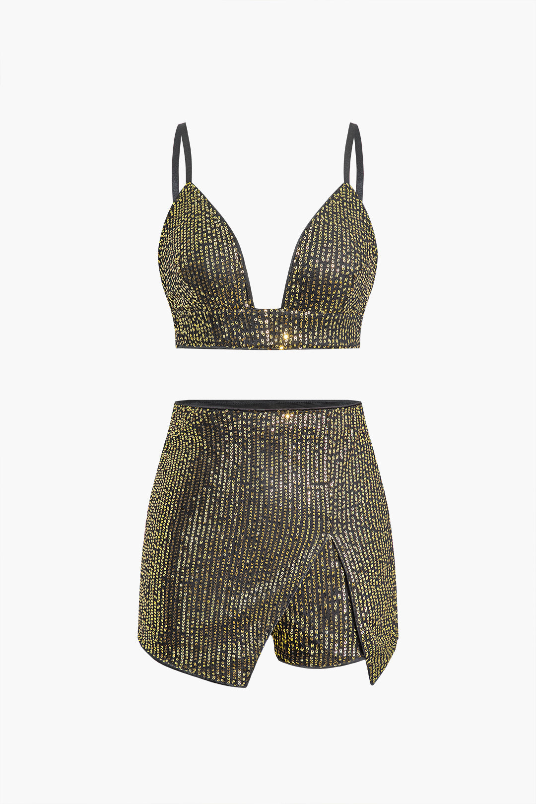 Sequin Backless Bustier Top And Skort Set