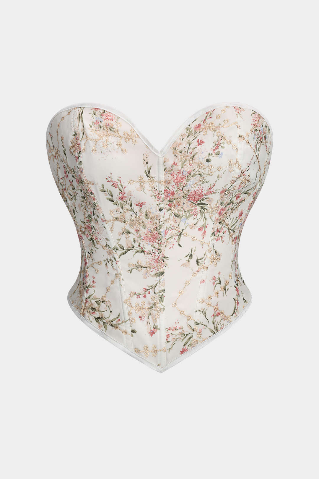 Jacquard Embroidery Tie Back Corset Strapless Tube Top