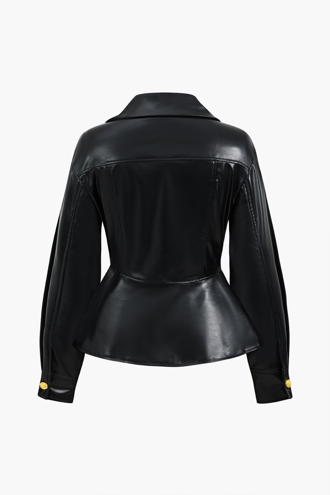 Faux Leather Button Ruched Jacket