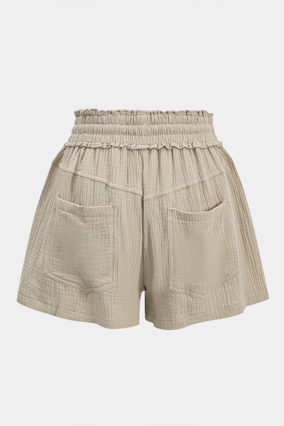 Linen Pleated Tie Front Pocket Shorts