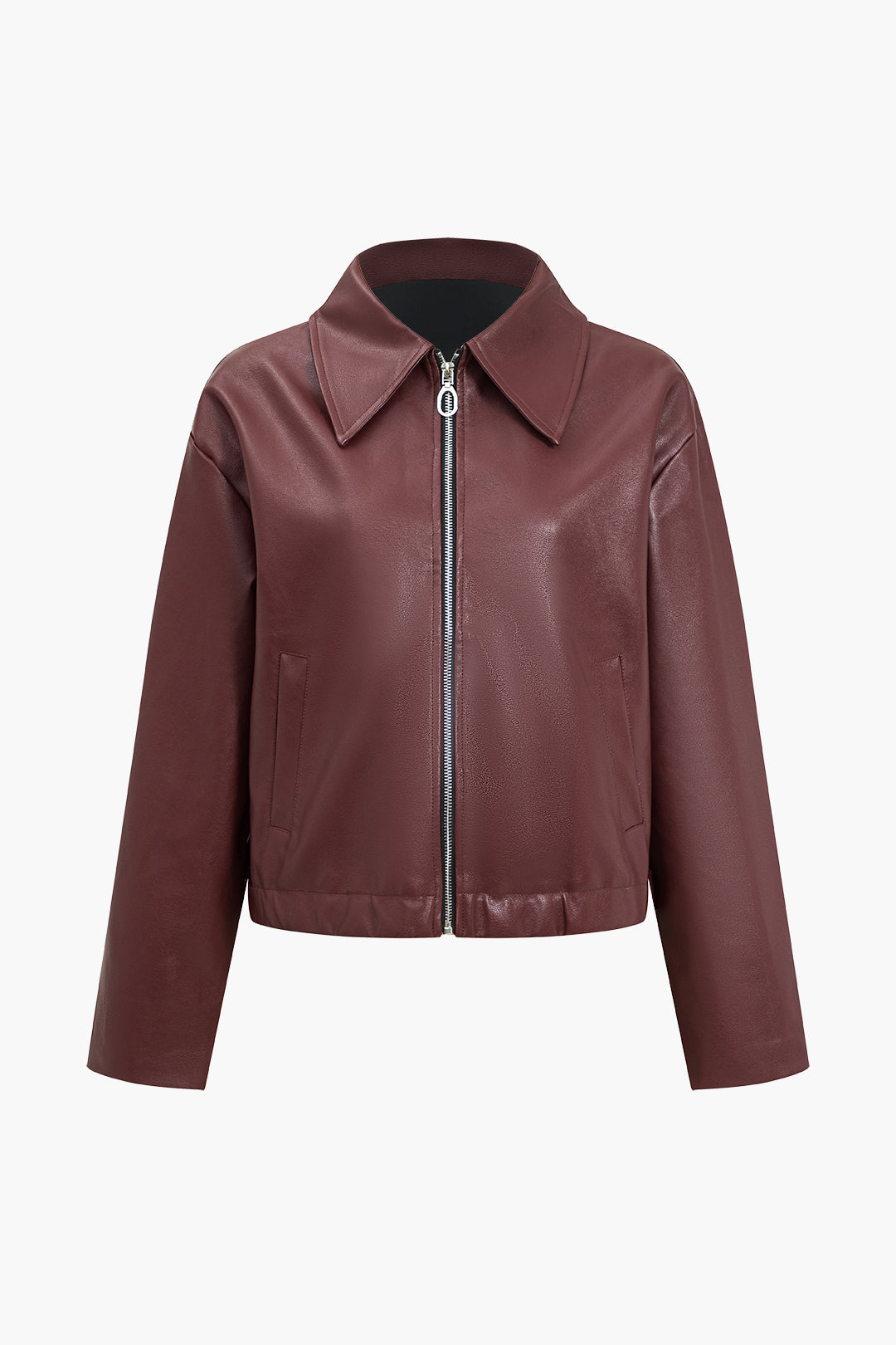 Faux Leather Zipper Jacket