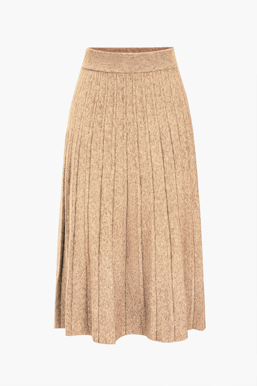 Solid Knit Pleated High Waist Skirt