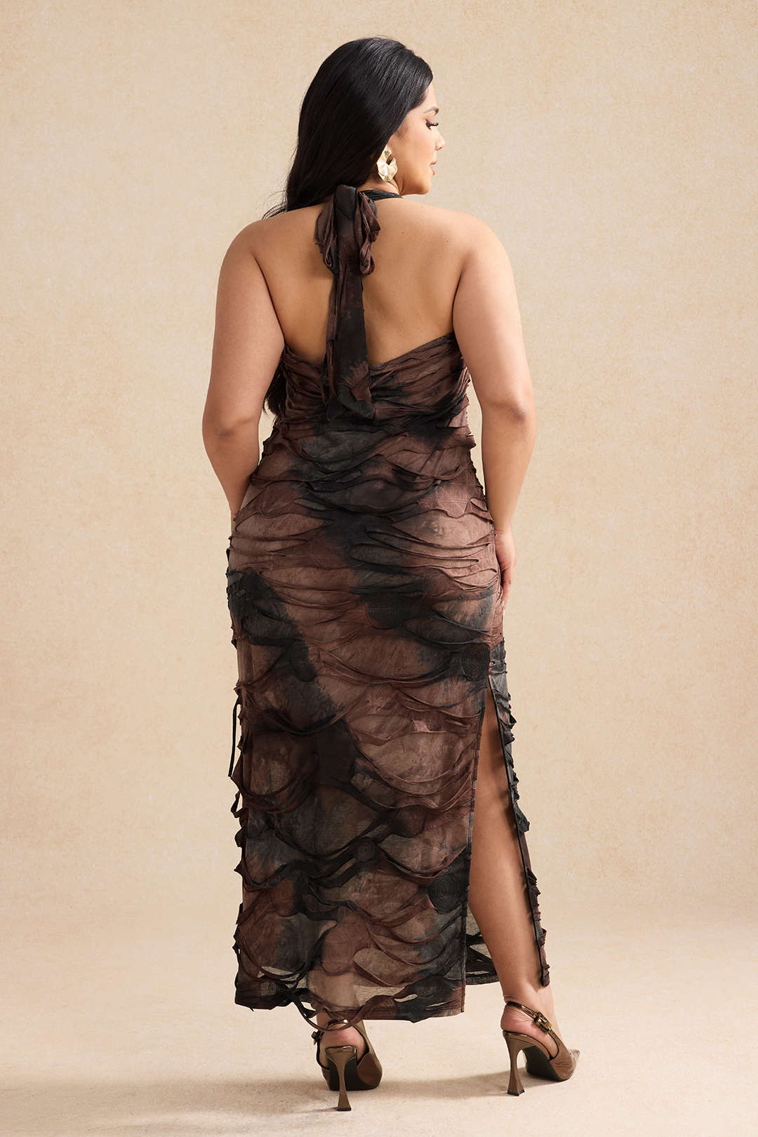 Plus Size Knotted Slit Midi Dress