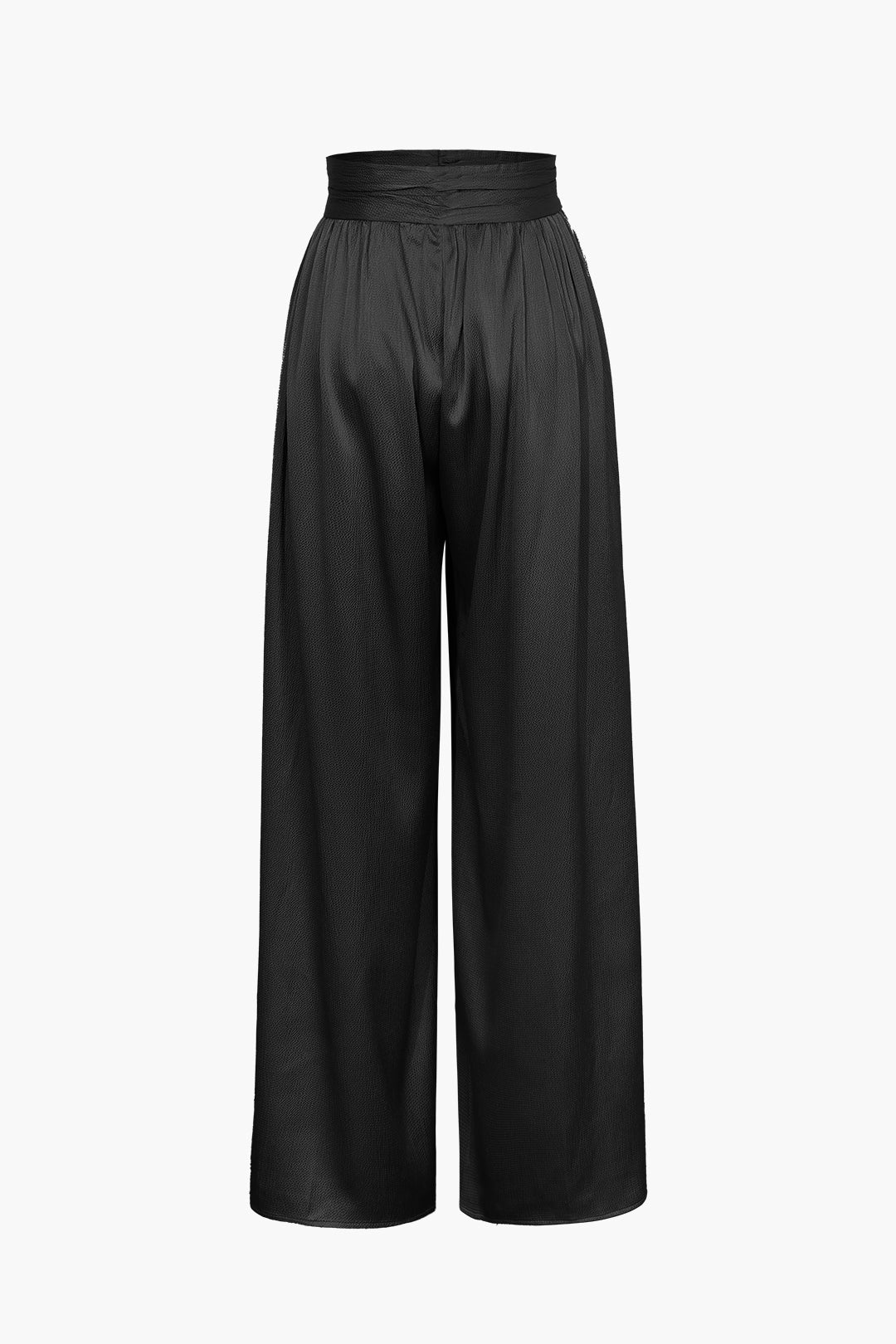 Basic Heavy Satin High Waisted Wide Leg Pants