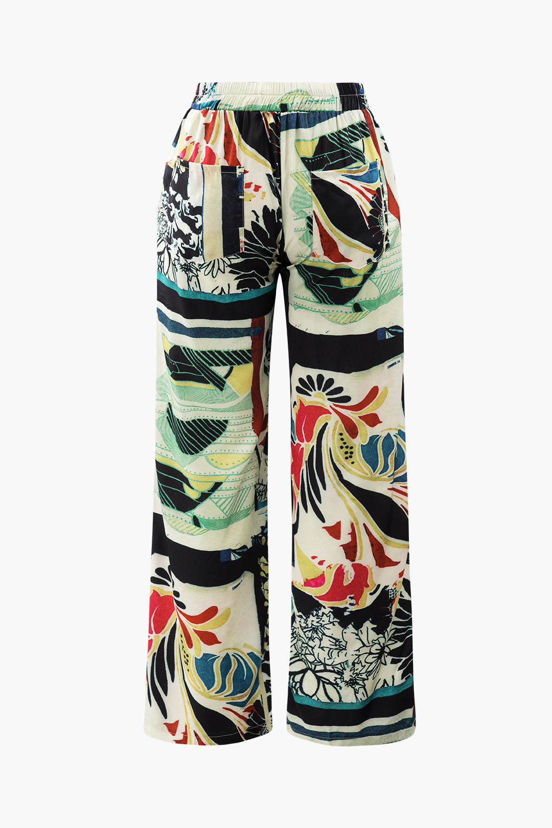 Plus Size Floral Print High Waisted Straight Leg Pants