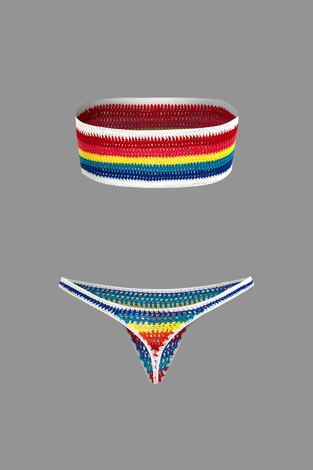 Rainbow Stripe Crochet Bikini Set