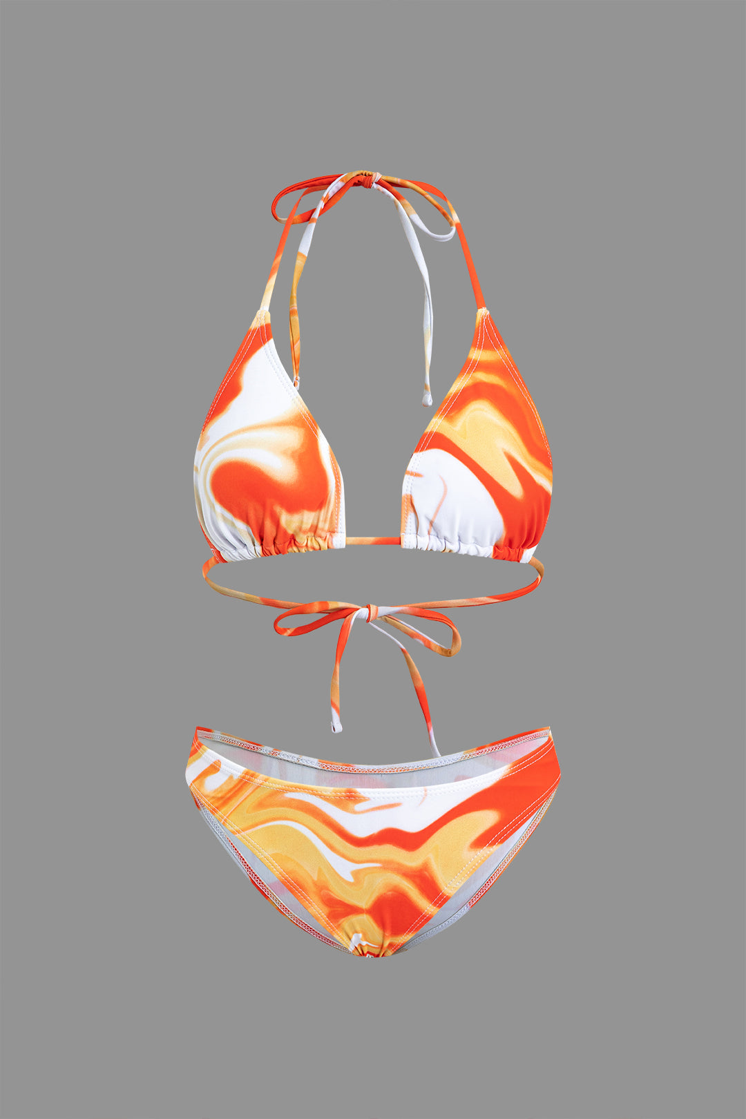 Ombre Print Tie Dye Headbands Mesh Ruched Tie Back Bikini And Tie Knot Cover Up Set