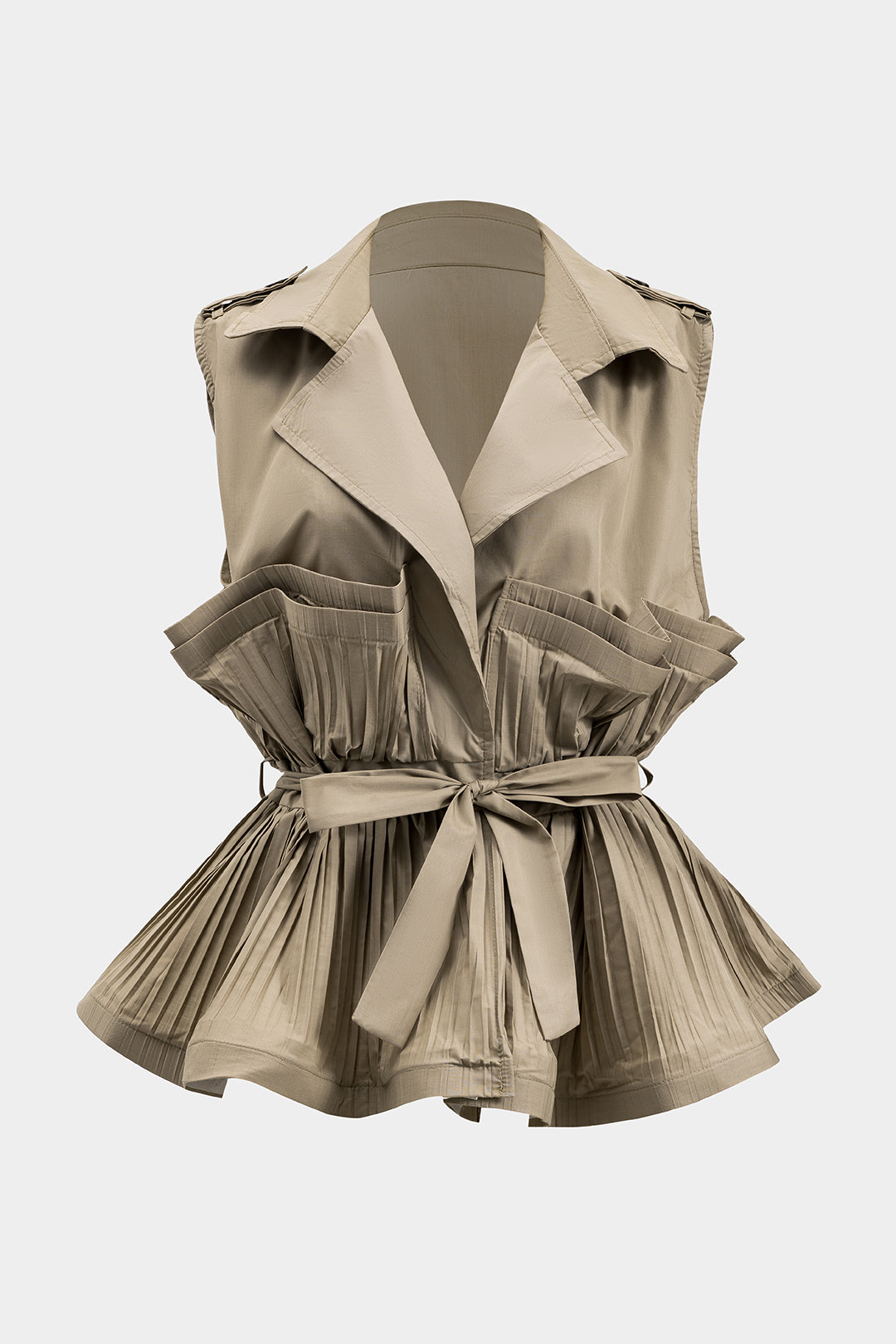 Pleated Ruffle Tie Front Jacket