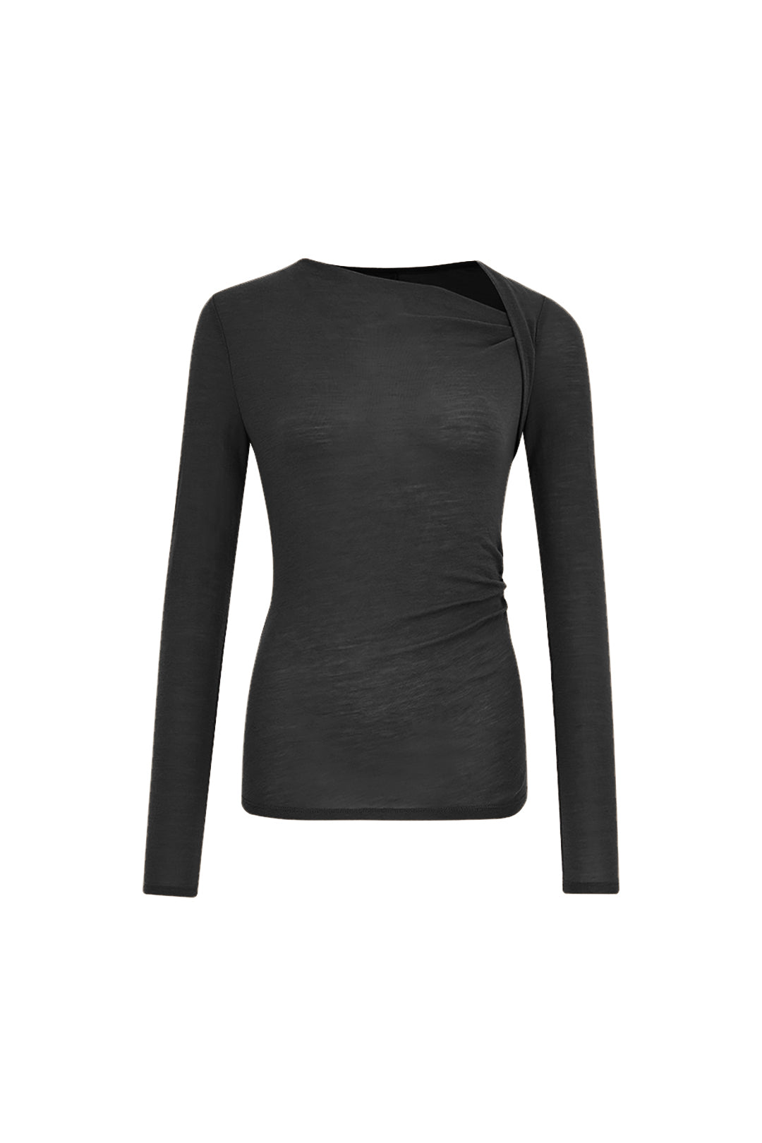 Asymmetric Neckline Long Sleeve Top