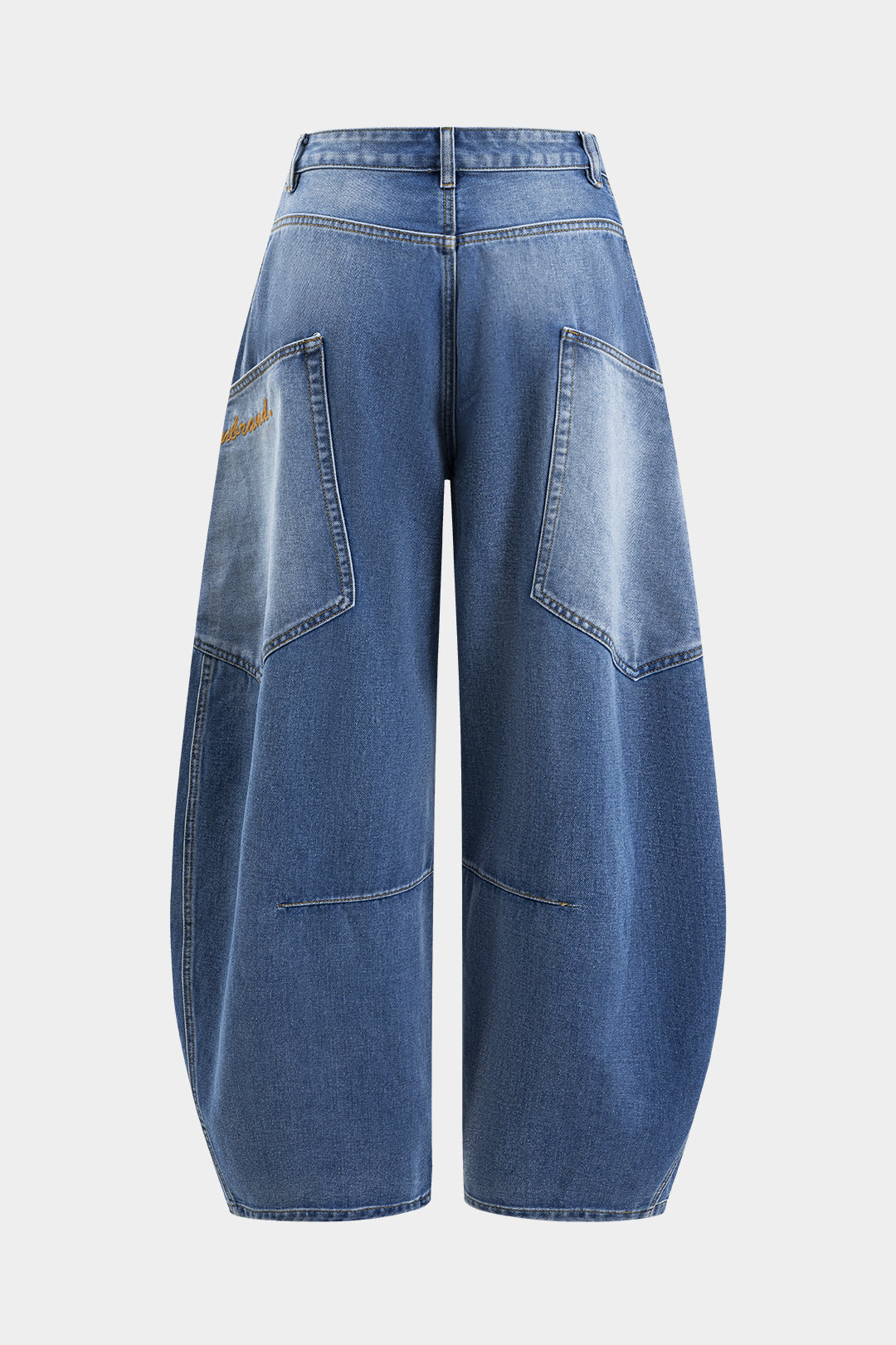 Washed Wide Leg Barrel Jeans