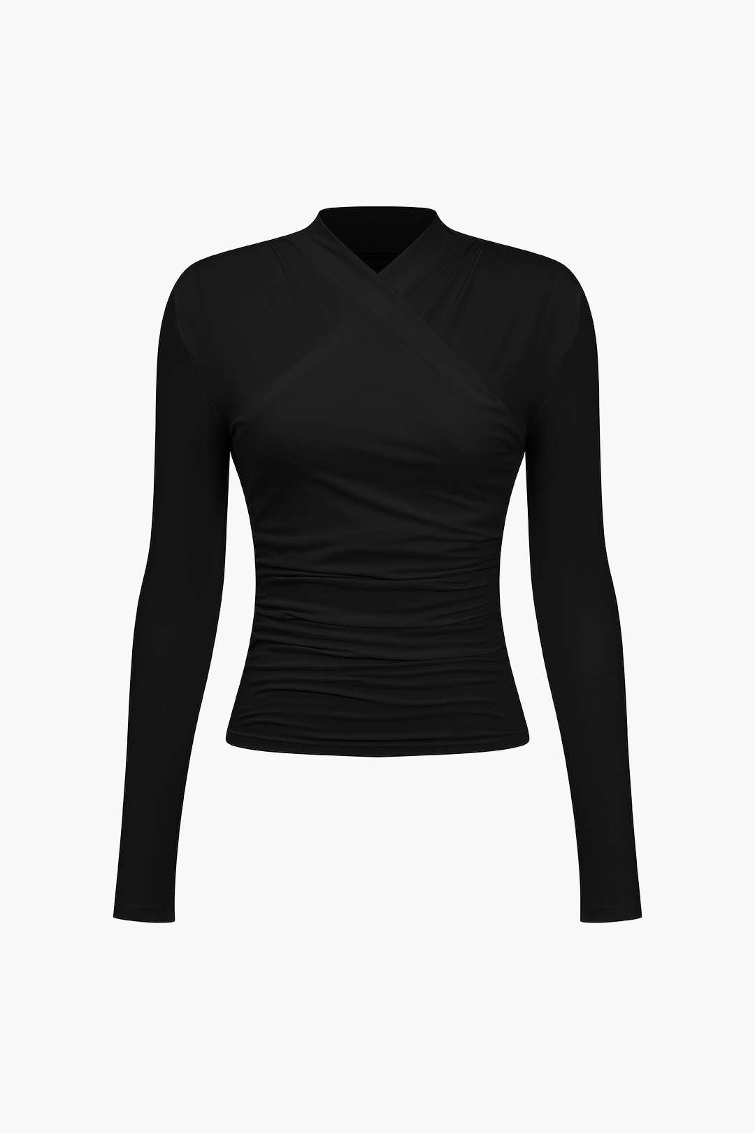 Ruched Crossover Long Sleeve Top