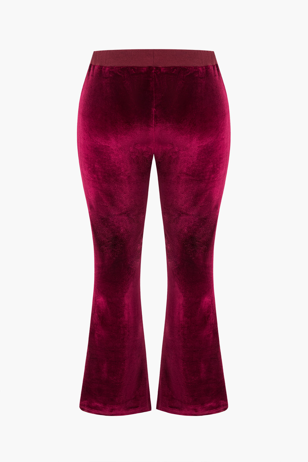 Plus Size Velvet Zipper Top And Trousers Set