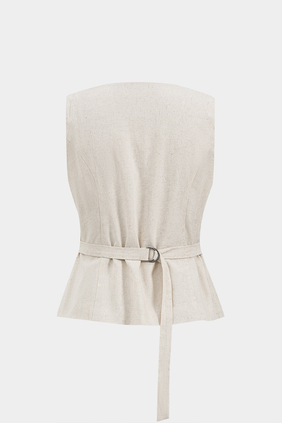 Linen Pleated Button Tie Back Top And Skirt Set